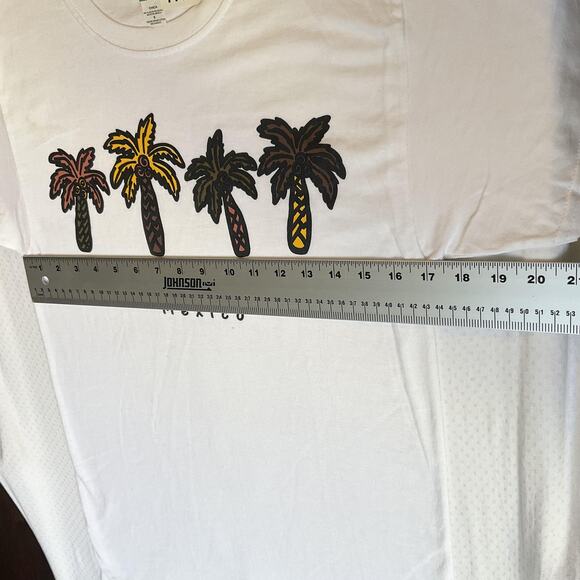 M&O Gold Men Shirt S White Graphic Print Palm Trees Cancun Mexico Short Sleeve - Picture 6 of 8
